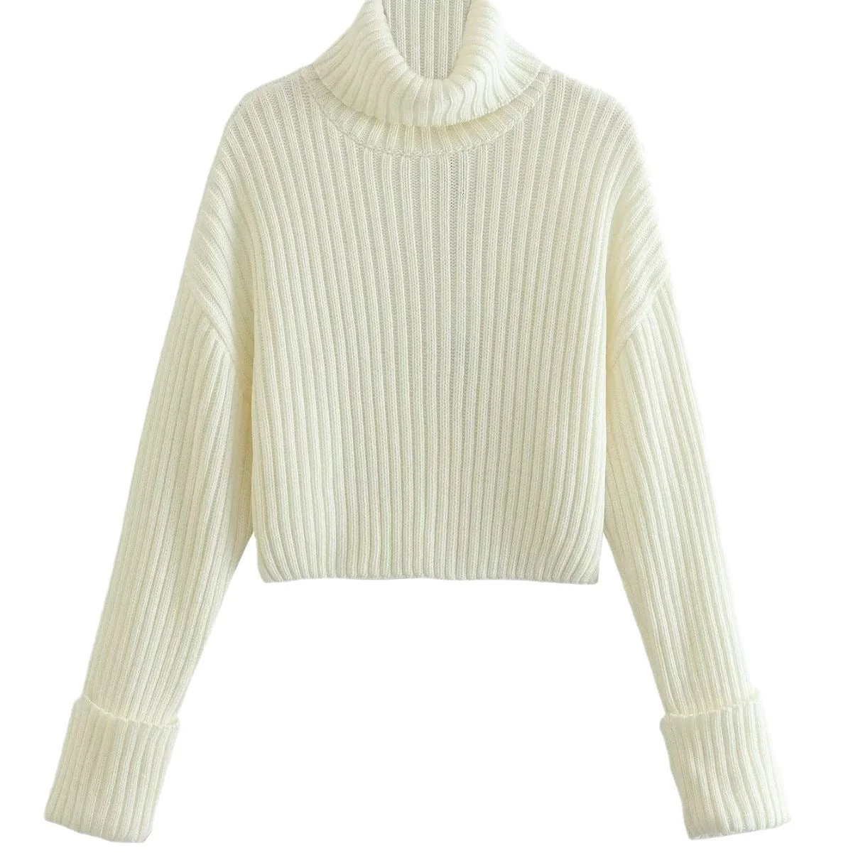 The Edgy Crop | Women's High Neck Horn Sleeve Knit Sweater - Image 5