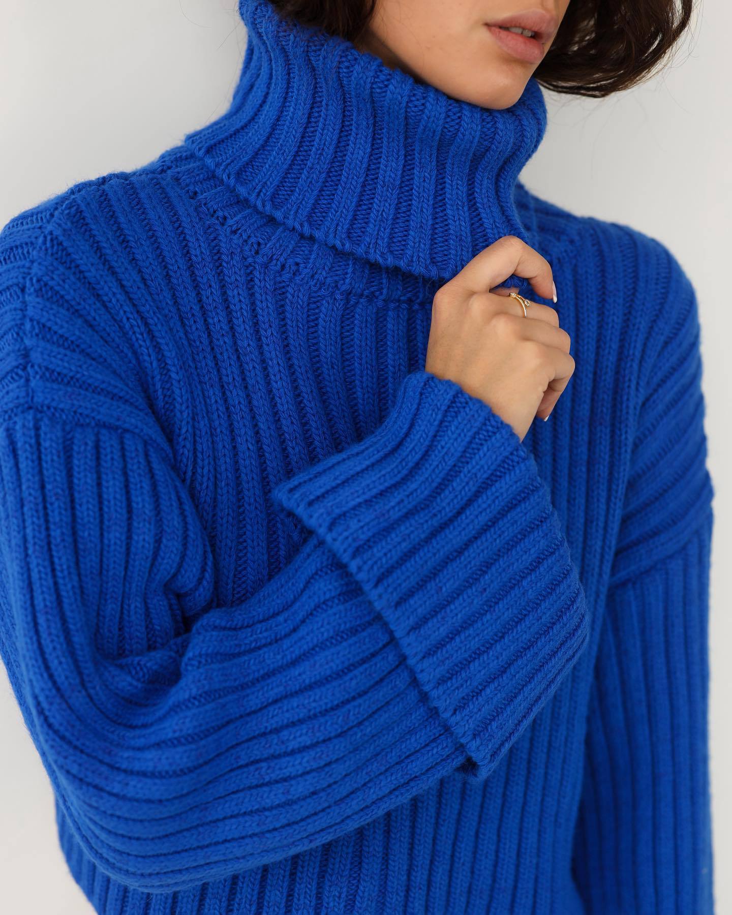 The Edgy Crop | Women's High Neck Horn Sleeve Knit Sweater - Image 6