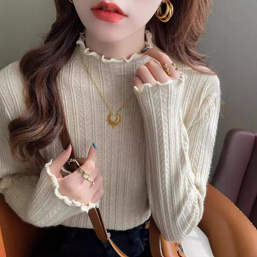 The Effortless Elegance | Solid Color Semi-Turtleneck Long-Sleeve Knit Sweater - Image 10