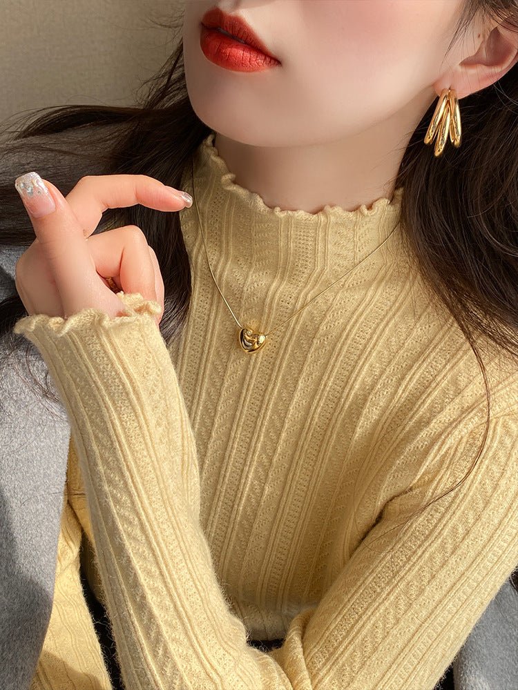 The Effortless Elegance | Solid Color Semi-Turtleneck Long-Sleeve Knit Sweater - Image 11