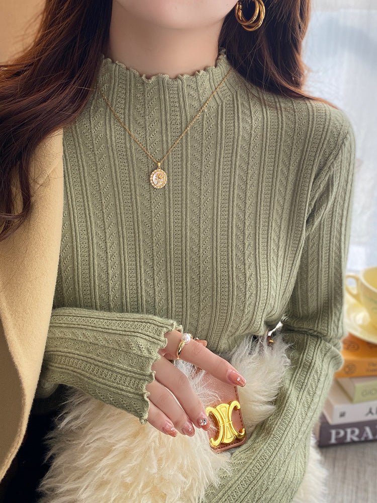 The Effortless Elegance | Solid Color Semi-Turtleneck Long-Sleeve Knit Sweater - Image 12