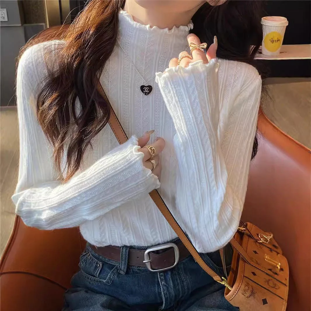 The Effortless Elegance | Solid Color Semi-Turtleneck Long-Sleeve Knit Sweater   FD - Image 8