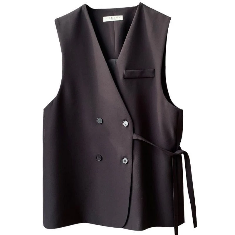 The Effortless Layer | Women's Double-Breasted Loose Vest Cardigan - Image 5