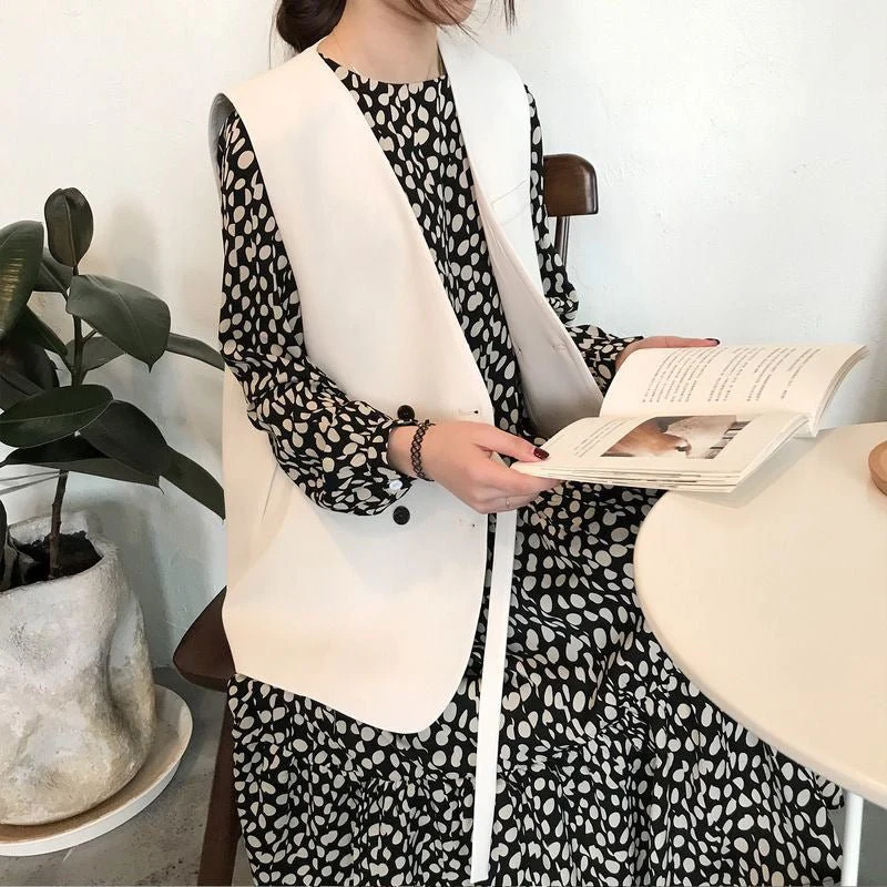 The Effortless Layer | Women's Double-Breasted Loose Vest Cardigan FD - Image 3