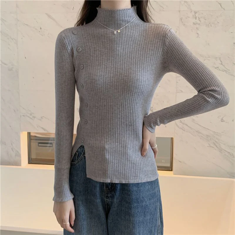 The Elegant Accent | Women's Slim-Fit Semi-Turtleneck Pullover Sweater - Image 10