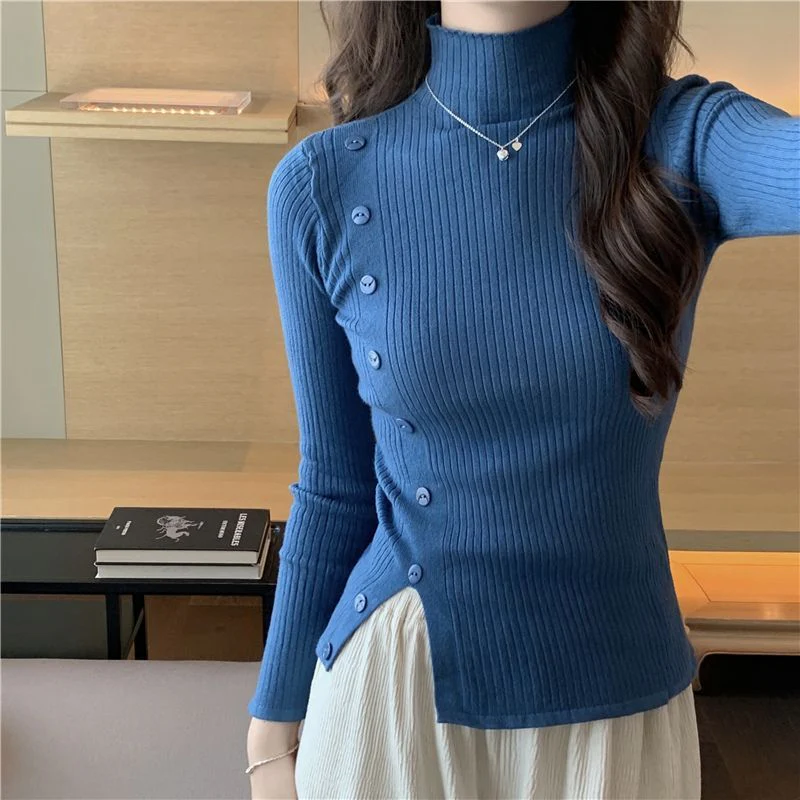 The Elegant Accent | Women's Slim-Fit Semi-Turtleneck Pullover Sweater - Image 11
