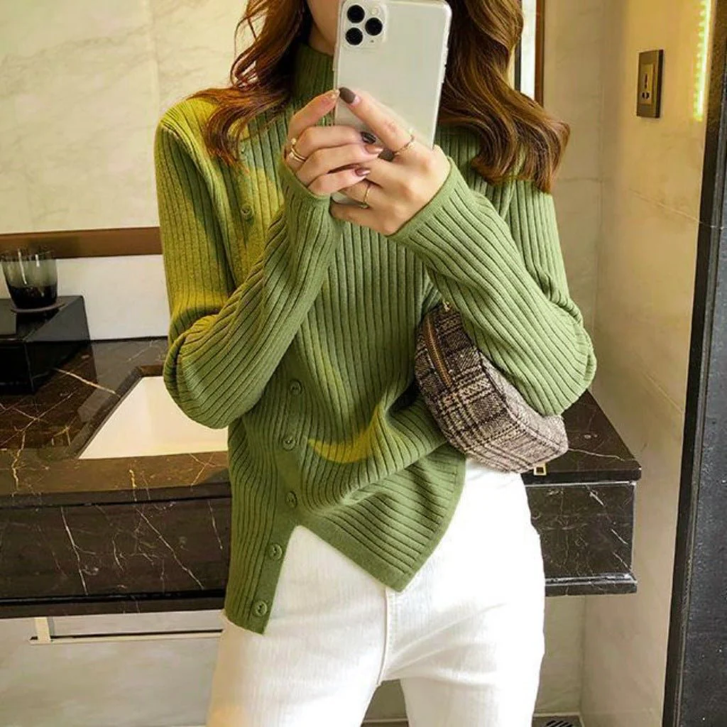 The Elegant Accent | Women's Slim-Fit Semi-Turtleneck Pullover Sweater - Image 13