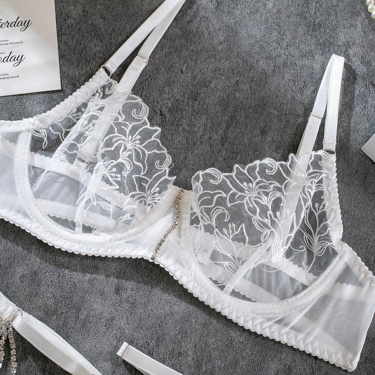 The Enchanted Grace | Embroidered Chain Elegant Three-Piece Lingerie Set - Image 42