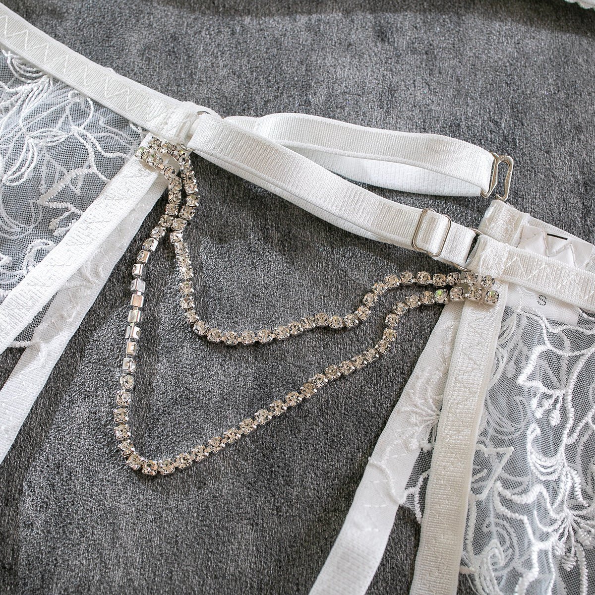 The Enchanted Grace | Embroidered Chain Elegant Three-Piece Lingerie Set - Image 48