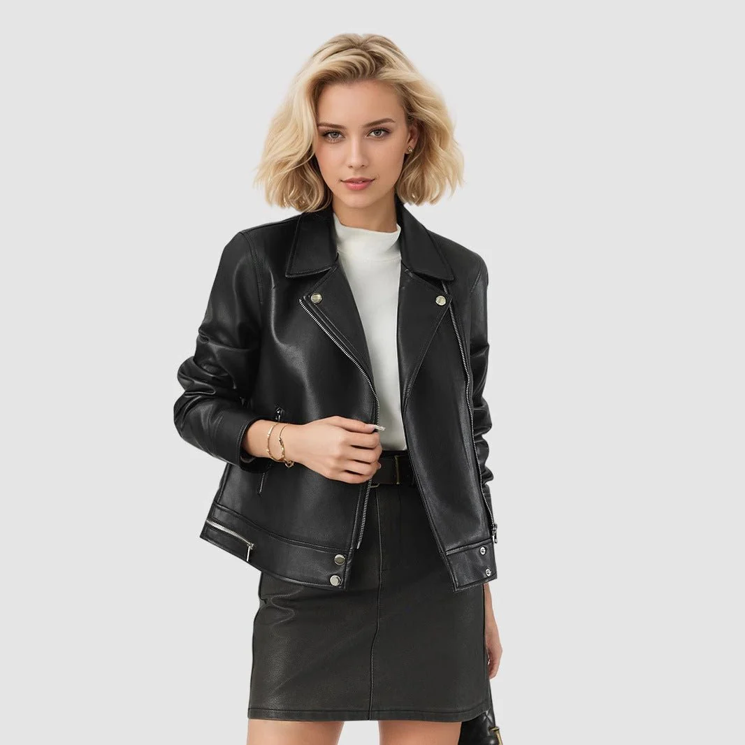 The Eternal Edge | Women's Slim Fit PU Leather Jacket - Image 2