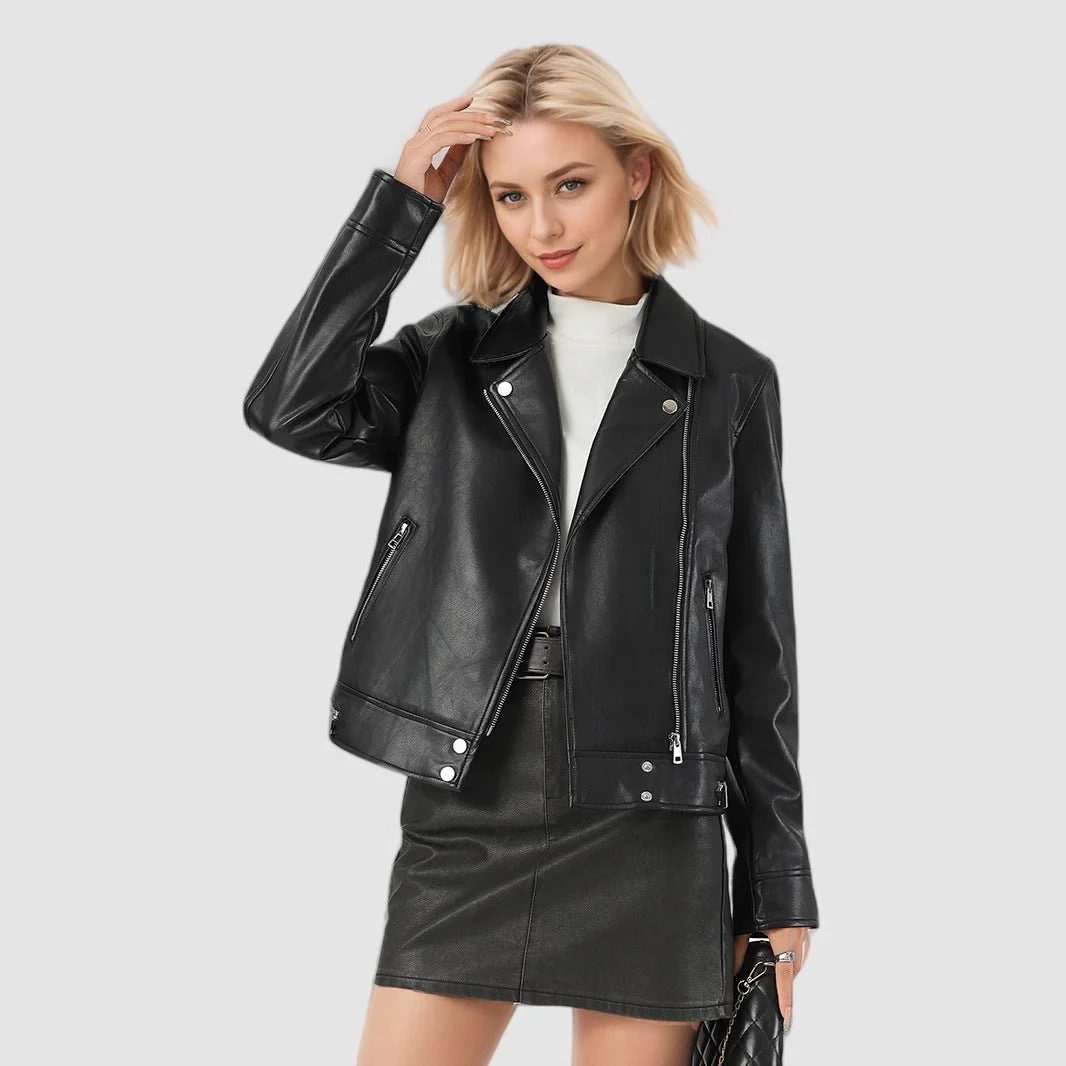 The Eternal Edge | Women's Slim Fit PU Leather Jacket - Image 3
