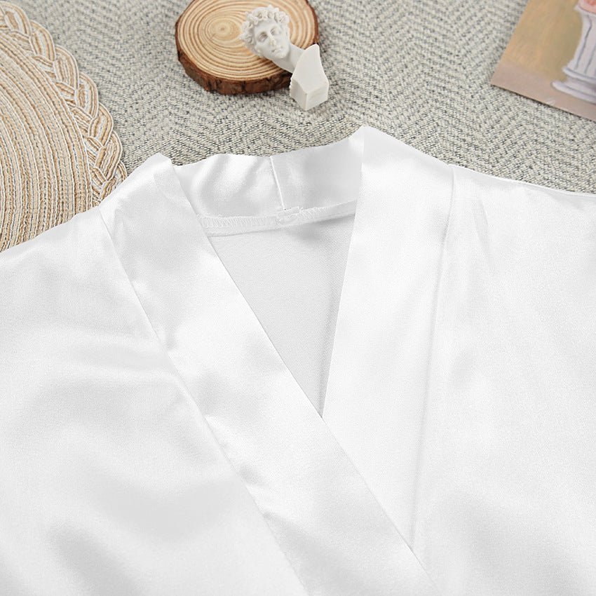 The Feather Whisper | Solid Color Ice Silk Satin Nightdress Set - Image 17