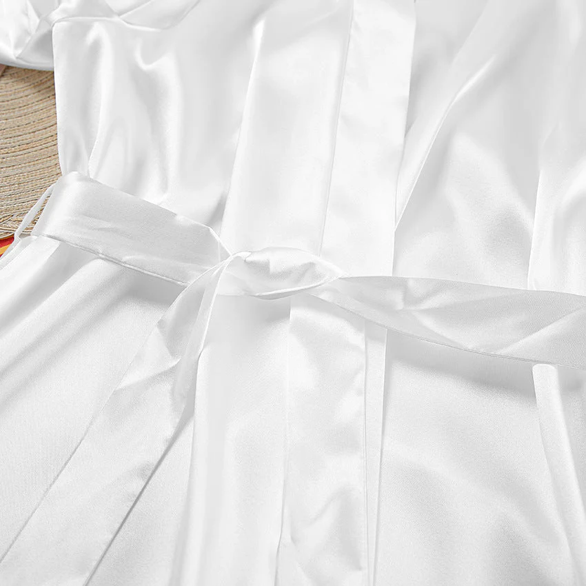 The Feather Whisper | Solid Color Ice Silk Satin Nightdress Set - Image 18