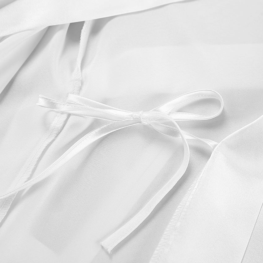 The Feather Whisper | Solid Color Ice Silk Satin Nightdress Set - Image 19