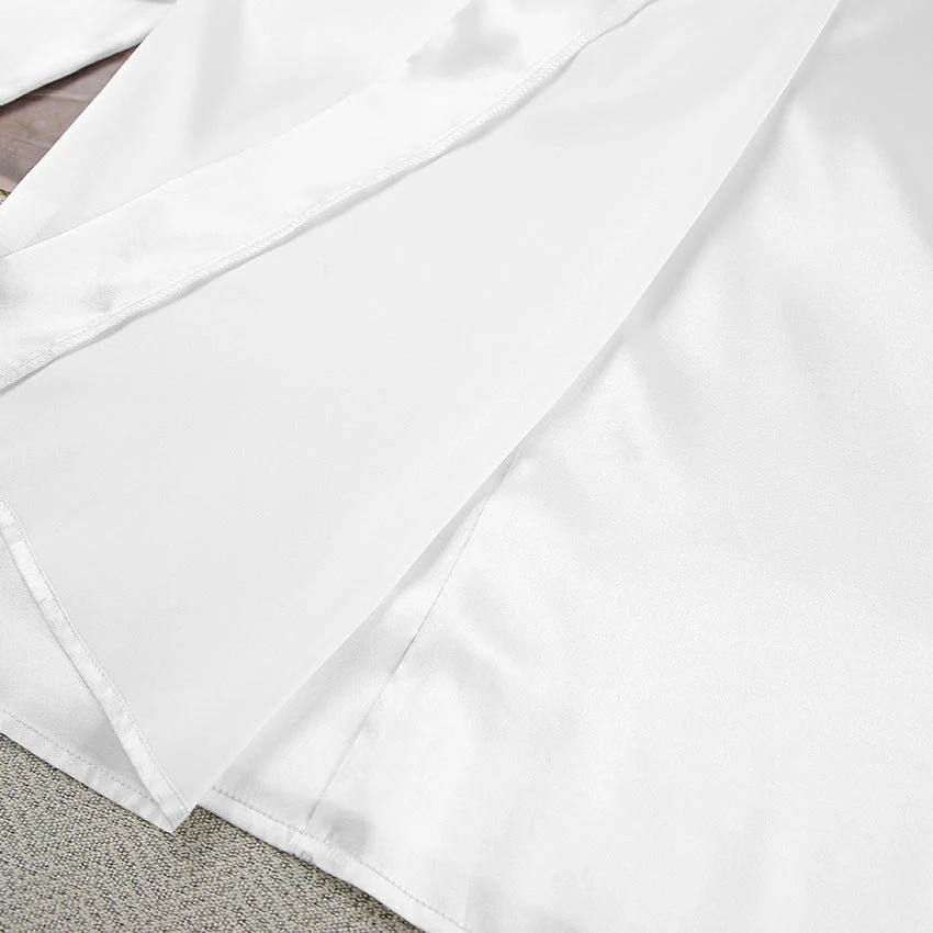 The Feather Whisper | Solid Color Ice Silk Satin Nightdress Set - Image 20