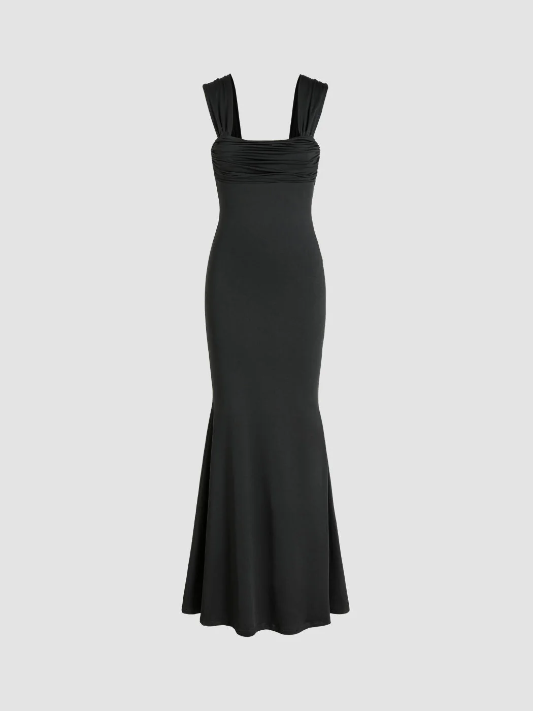 The Fierce Elegance | Solid Color Square-Neck Sleeveless Fishtail Maxi Dress - Image 13
