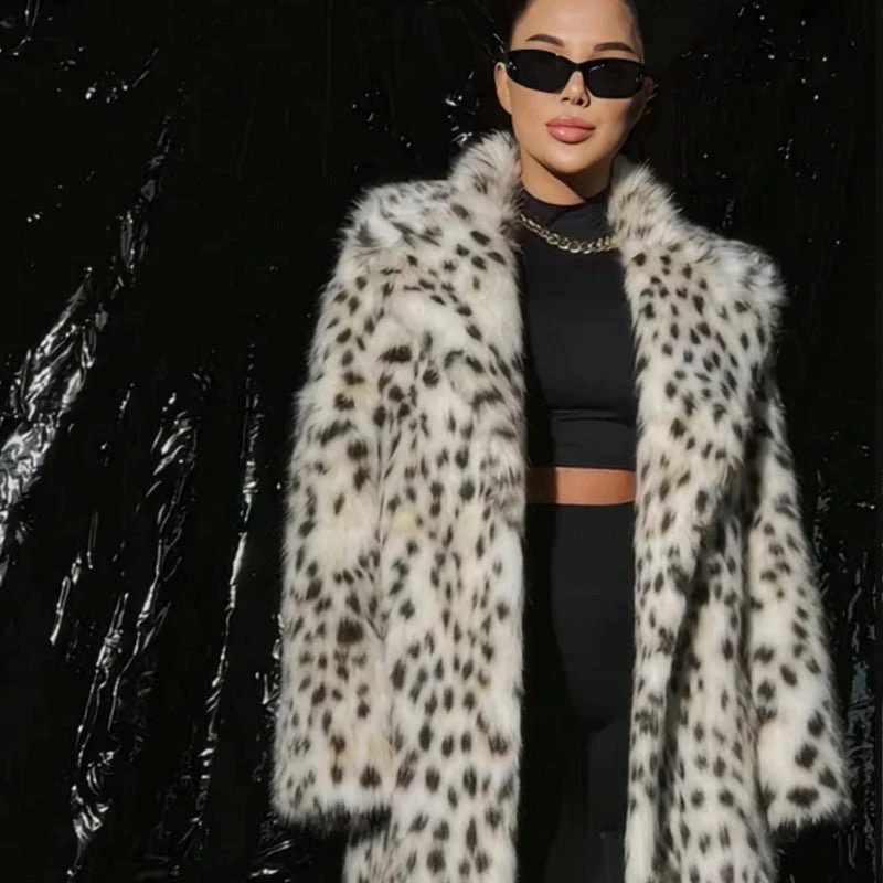 The Fierce Luxe | Leopard Print Imitation Fox Fur Coat - Image 3