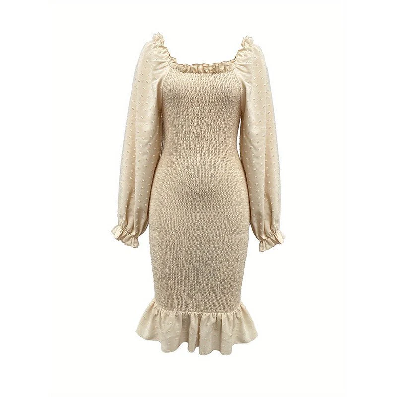 The Fishtail Charm | Women's Square Neck Petal Sleeve Fishtail Midi Dress - Image 9