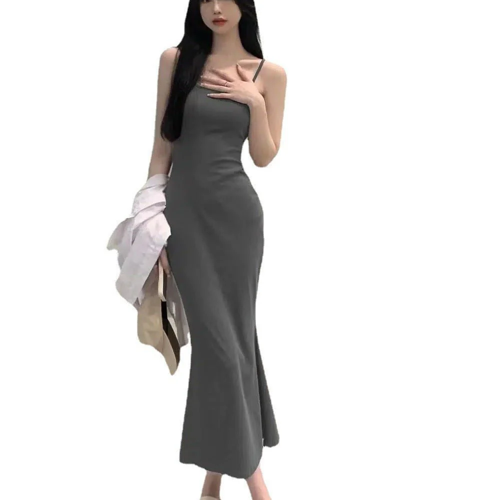 The Fishtail Siren | Women's Sleeveless Backless Suspender Fishtail Maxi Dres - Image 13