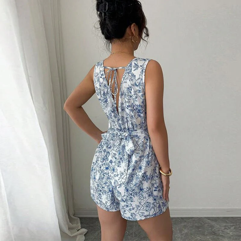 The Floral Charm | Floral Lace-Up Sleeveless Jumpsuit - Image 4