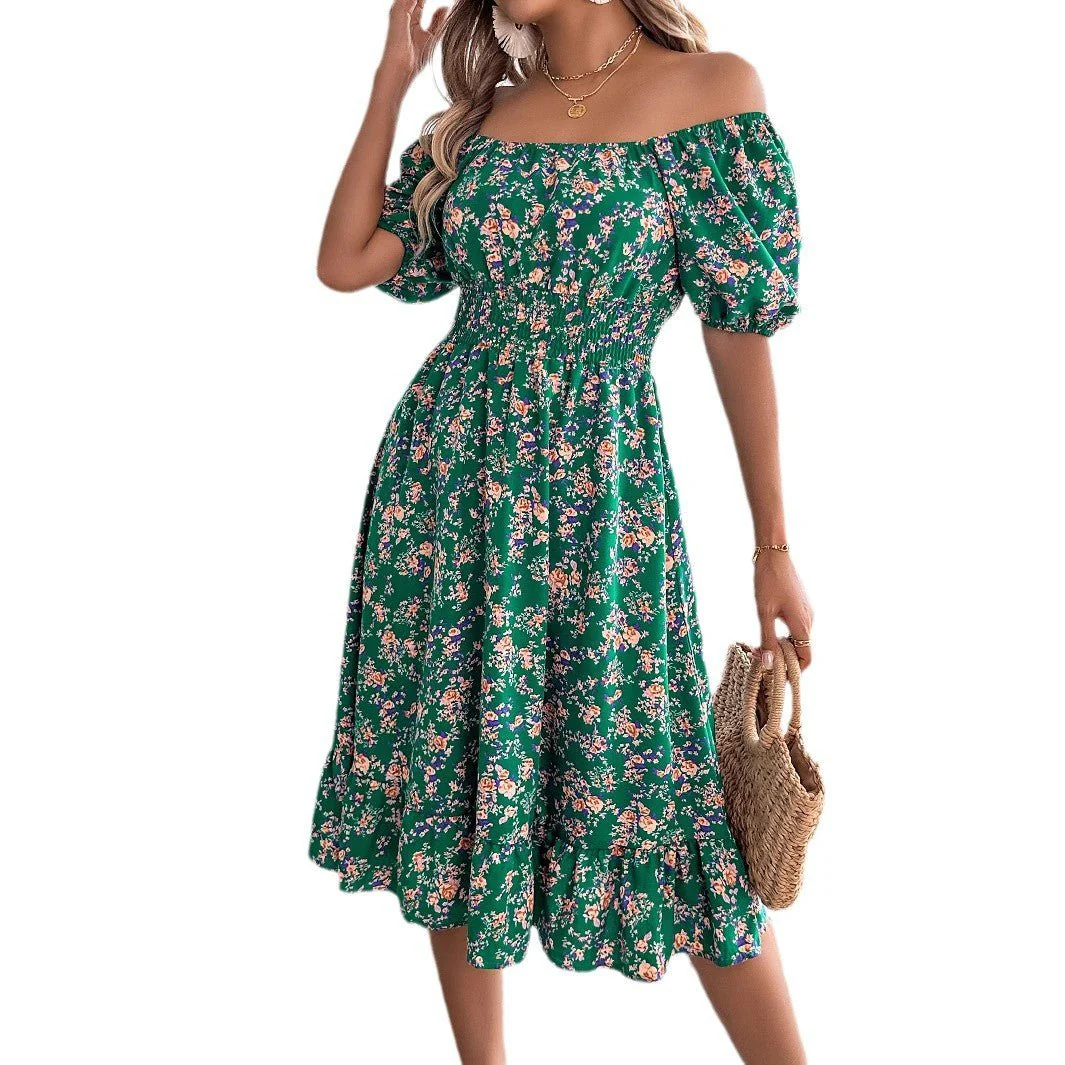 The Floral Charm | Floral Square Collar Ruffled A-Line Midi Dress - Image 11