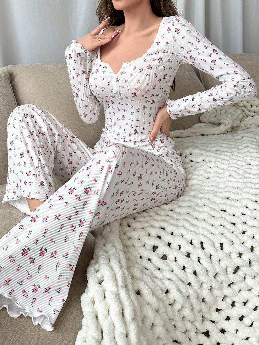 The Floral Cozy | V-Neck Long-Sleeve Floral Pajama Set - Image 13
