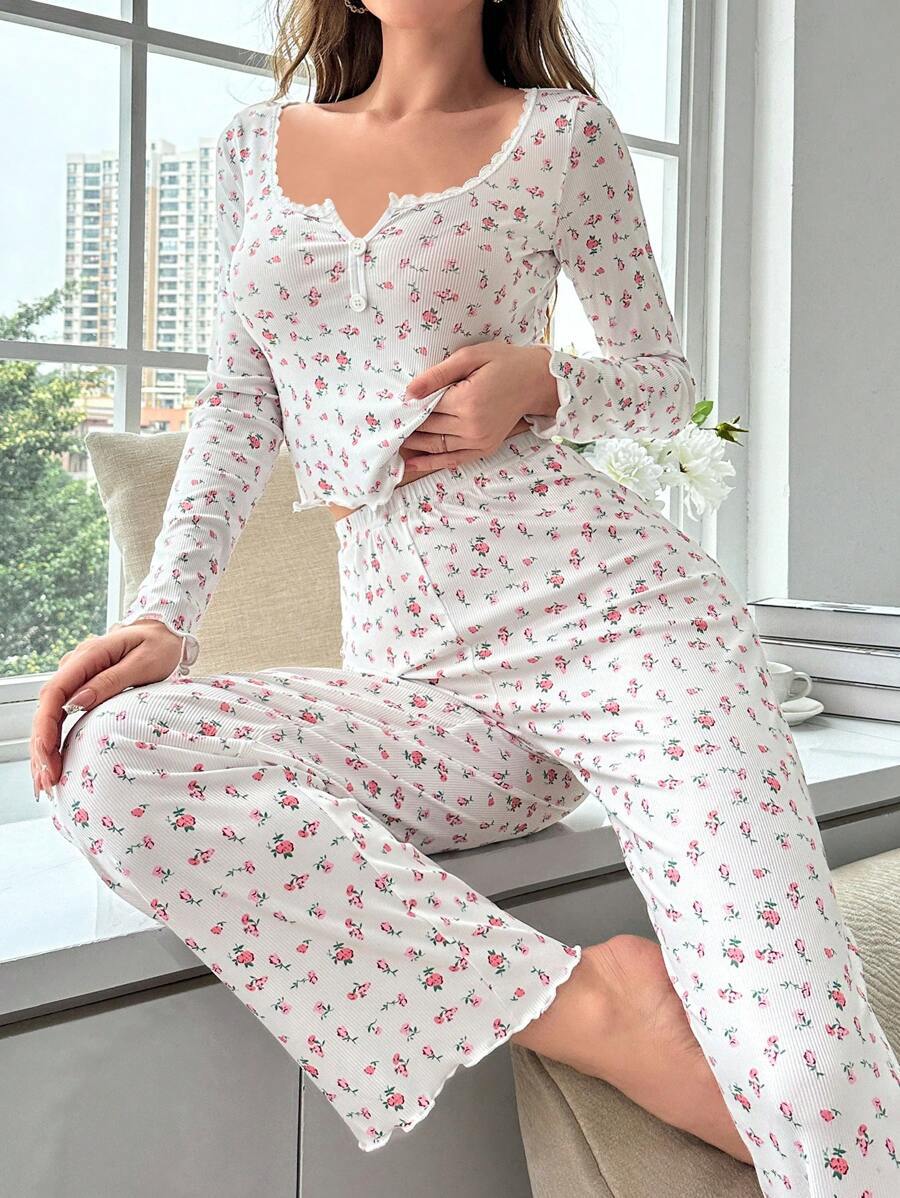 The Floral Cozy | V-Neck Long-Sleeve Floral Pajama Set - Image 16