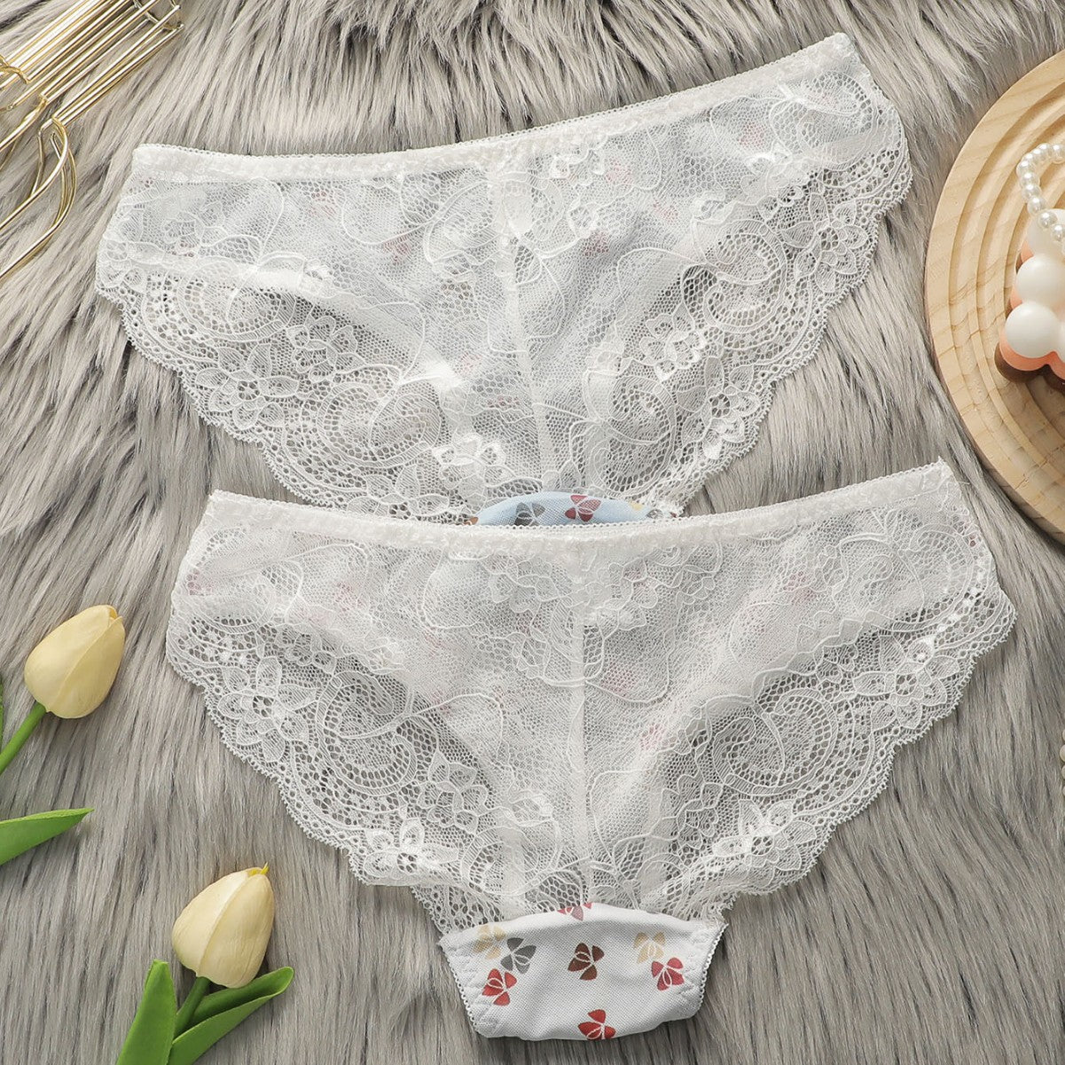 The Floral Desire | Women's Floral Lace Mid-Rise Triangle Panties (2-Pack) - Image 2