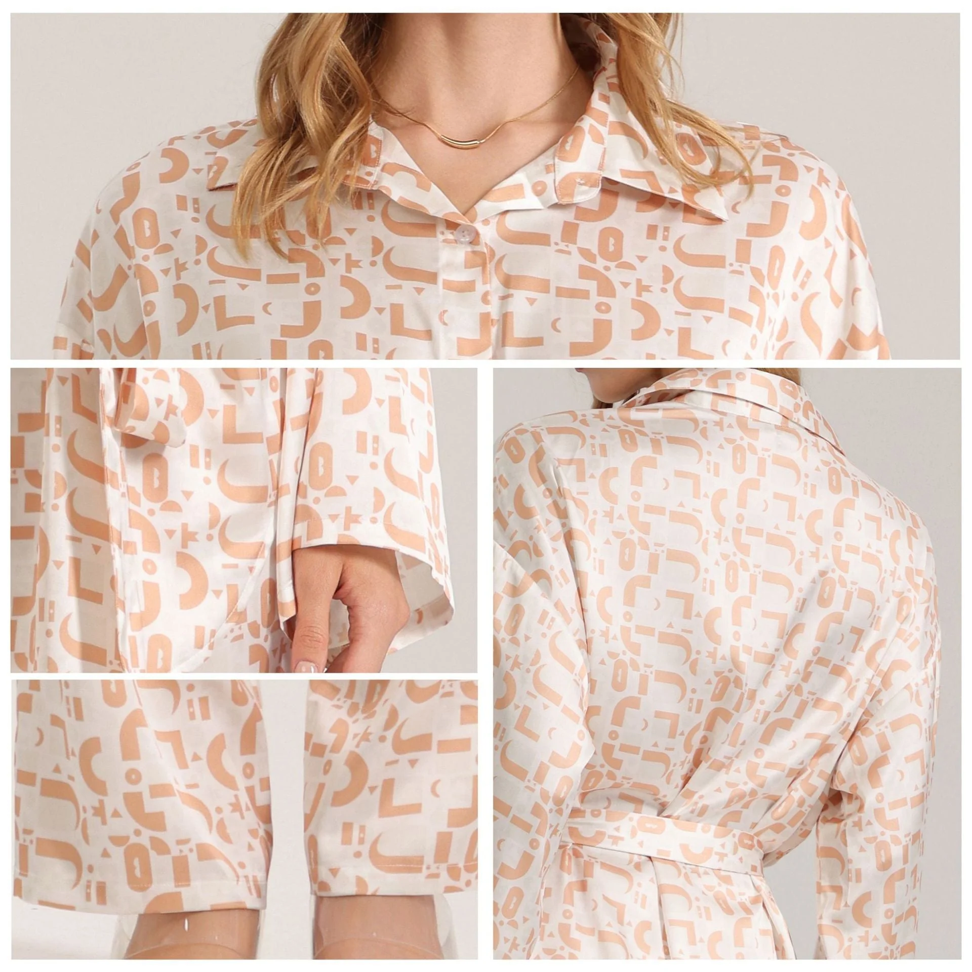 The Floral Luxe | Women's Printed Satin Long-Sleeve Top & Long Pants Pajama Set - Image 2