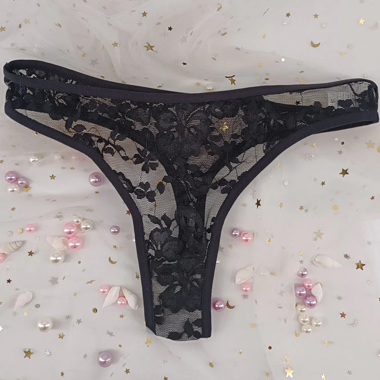 The Floral Tease | Women's Floral Lace Low-Rise Thong Panties - Image 4