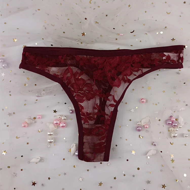 The Floral Tease | Women's Floral Lace Low-Rise Thong Panties - Image 9