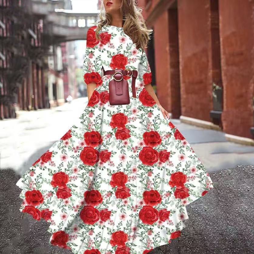 The Floral Whisper | Printed Princess Swing Long Dress - Image 11