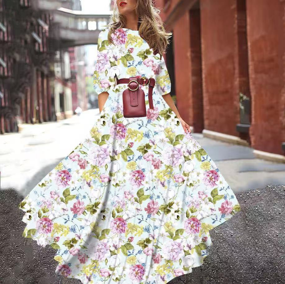 The Floral Whisper | Printed Princess Swing Long Dress - Image 13