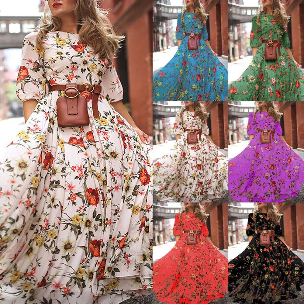 The Floral Whisper | Printed Princess Swing Long Dress - Image 3