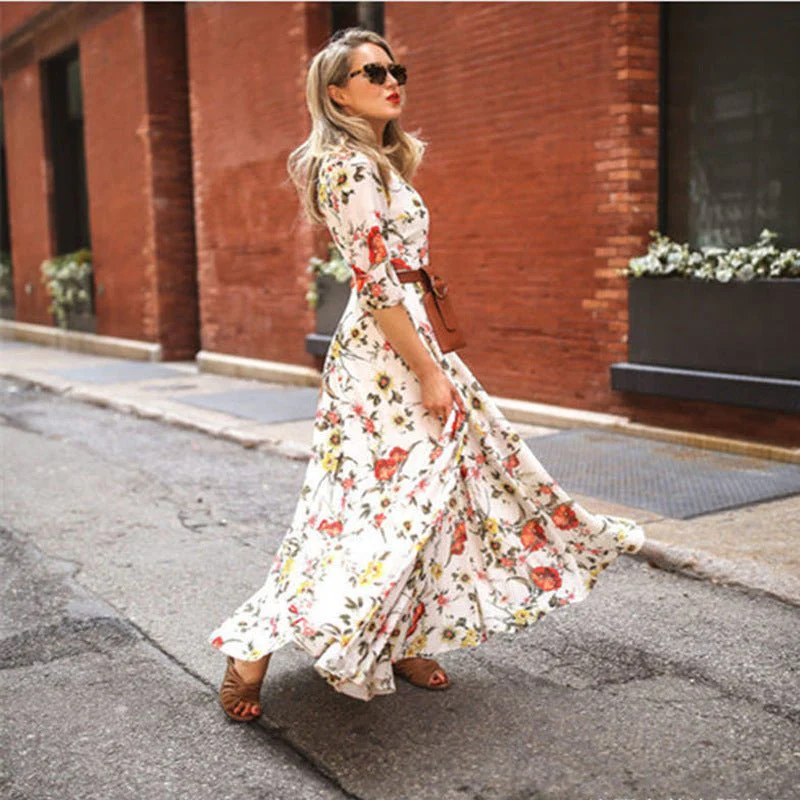 The Floral Whisper | Printed Princess Swing Long Dress - Image 5