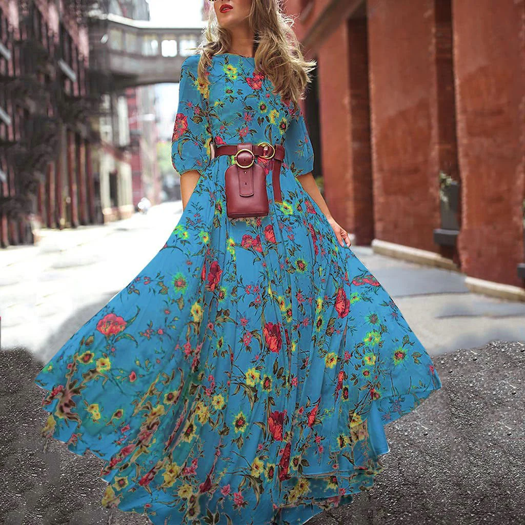The Floral Whisper | Printed Princess Swing Long Dress - Image 7