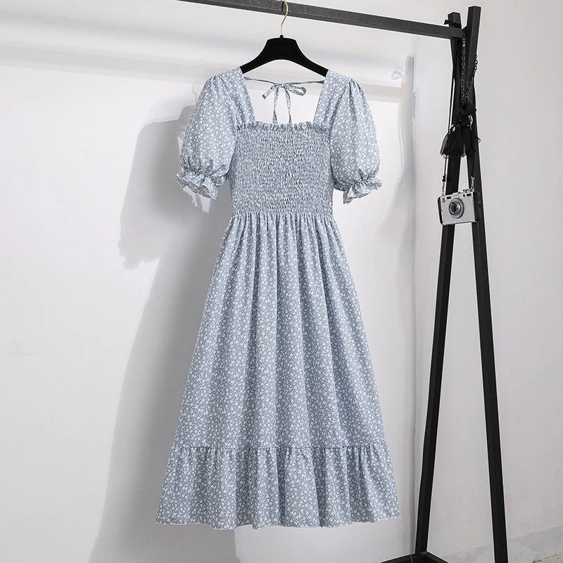 The French Muse | Floral Square-Neck Petal-Sleeve Midi Dress - Image 12