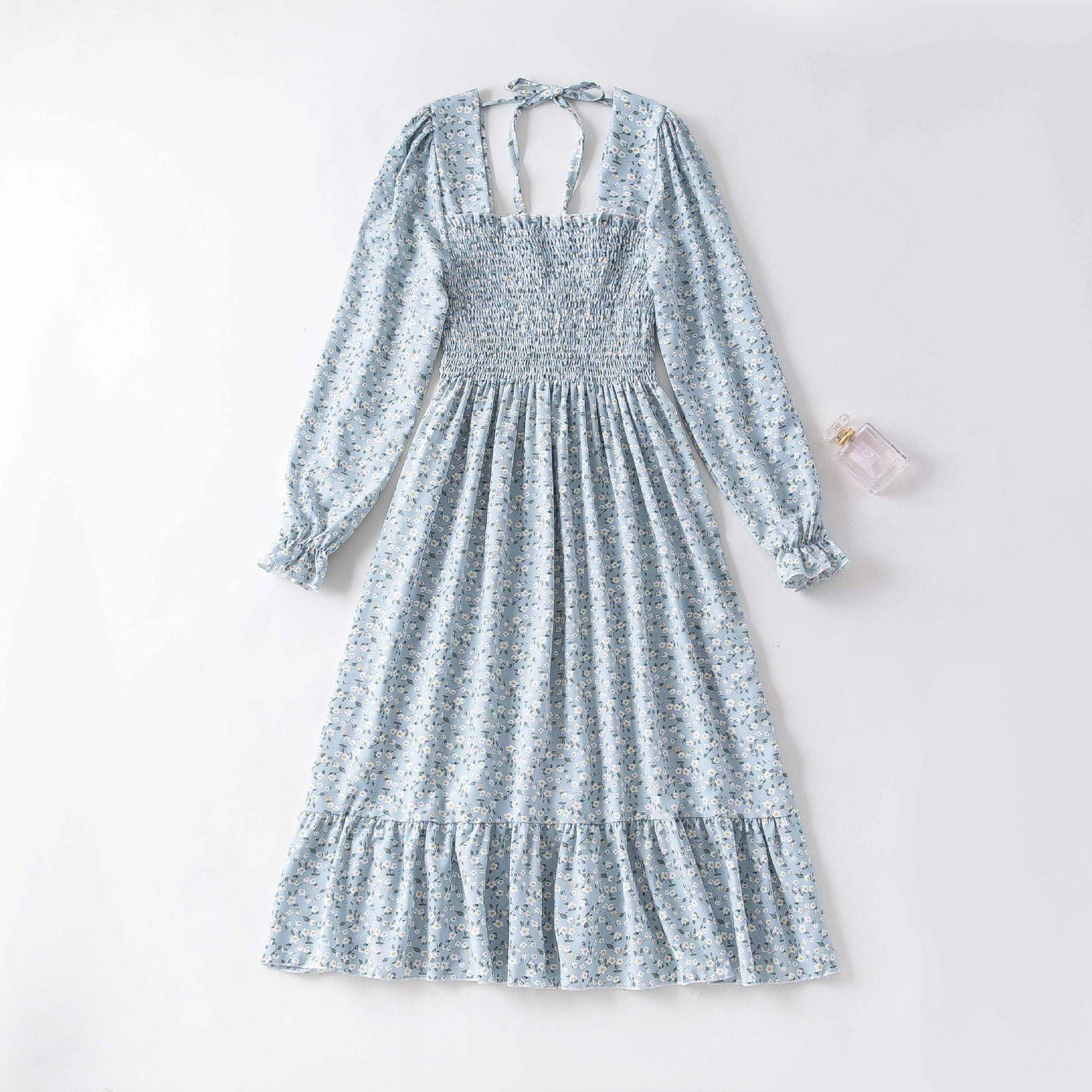 The French Romance | Floral Off-Shoulder Long-Sleeve A-Line Dress - Image 11