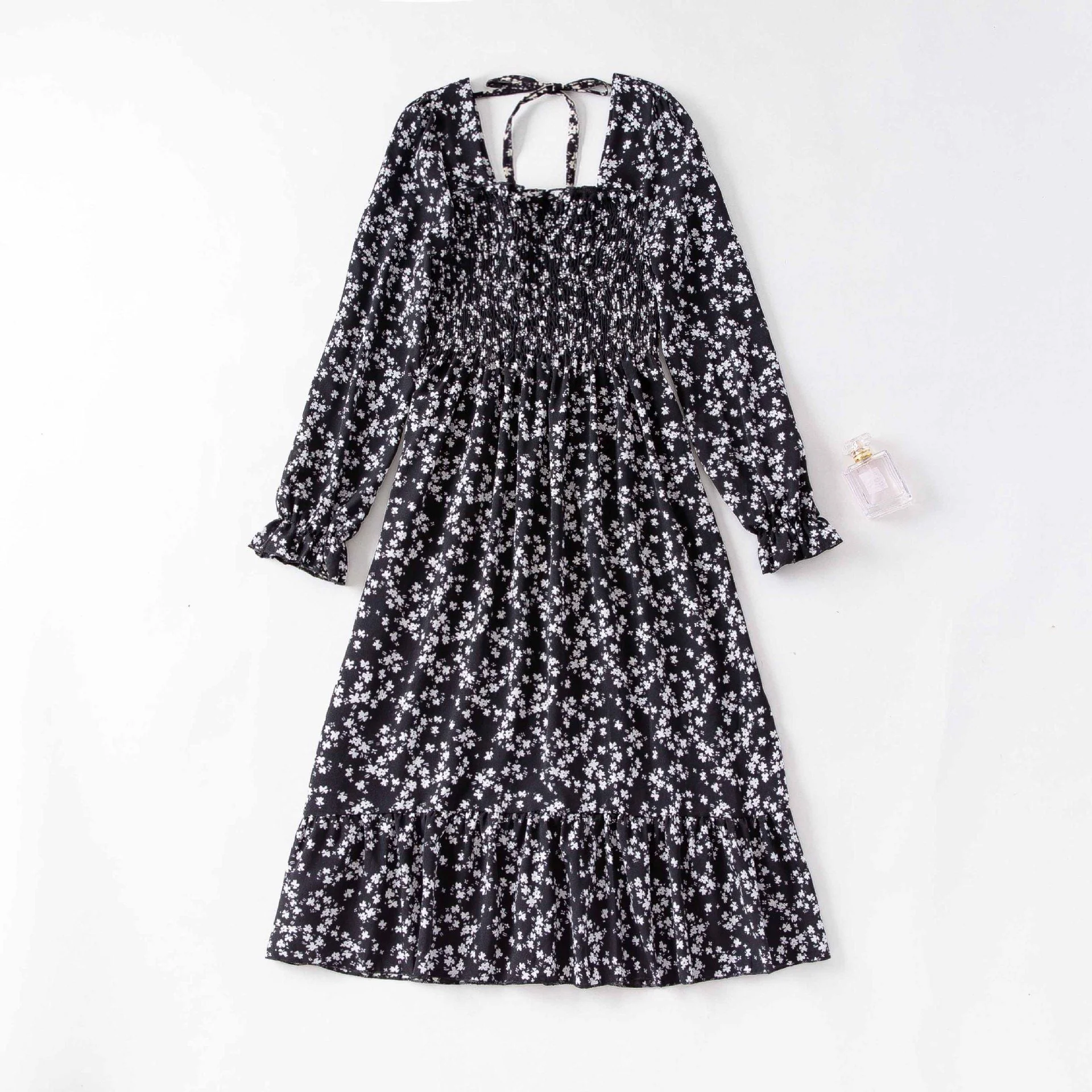 The French Romance | Floral Off-Shoulder Long-Sleeve A-Line Dress - Image 9