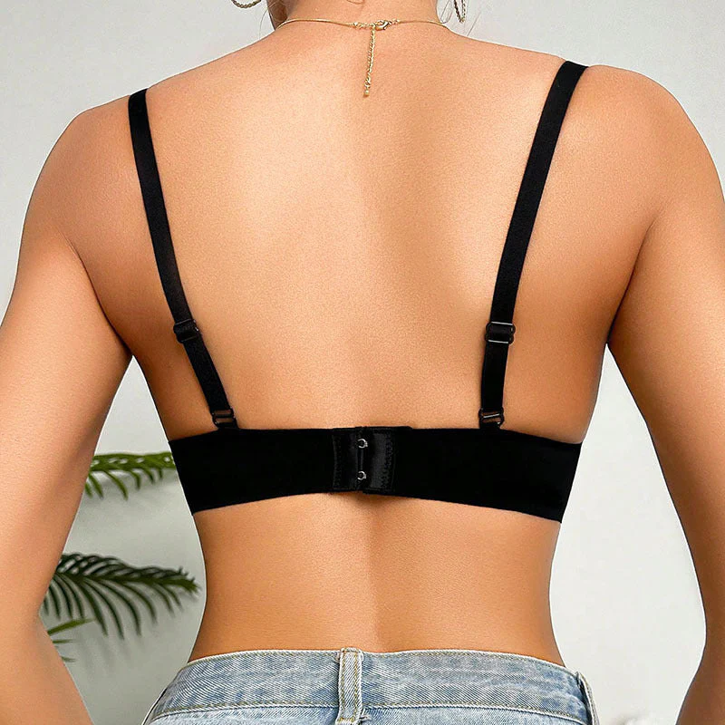 The French Triangle | Black Lace Triangle Cup Push-Up Bra - Image 3