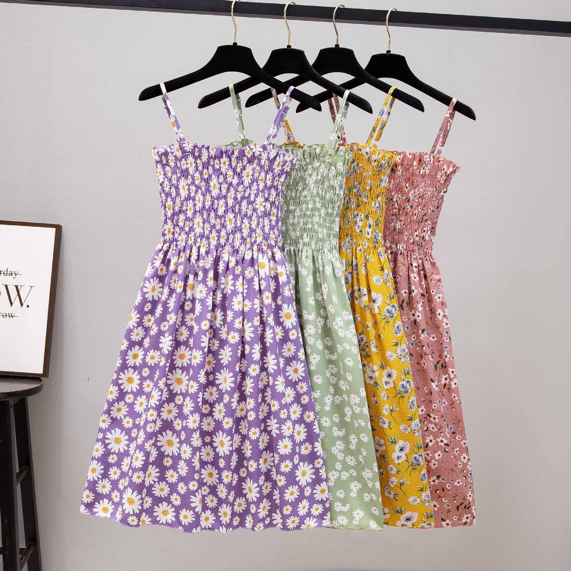The French Whisper | Floral Suspender A-Line Midi Dress