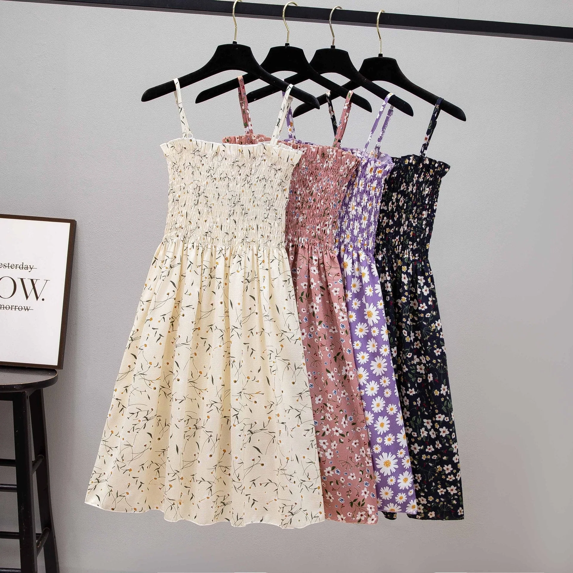 The French Whisper | Floral Suspender A-Line Midi Dress - Image 3