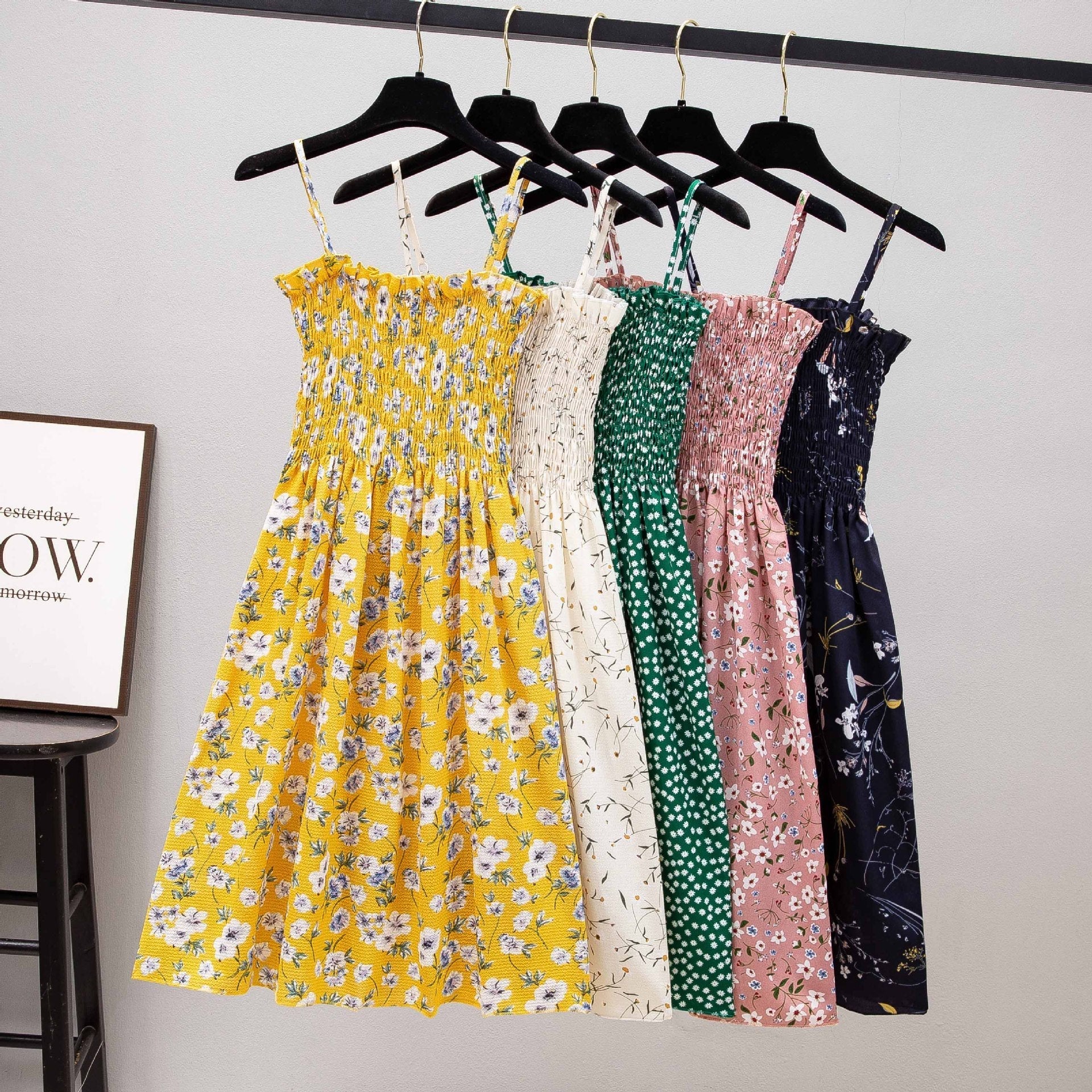 The French Whisper | Floral Suspender A-Line Midi Dress - Image 4
