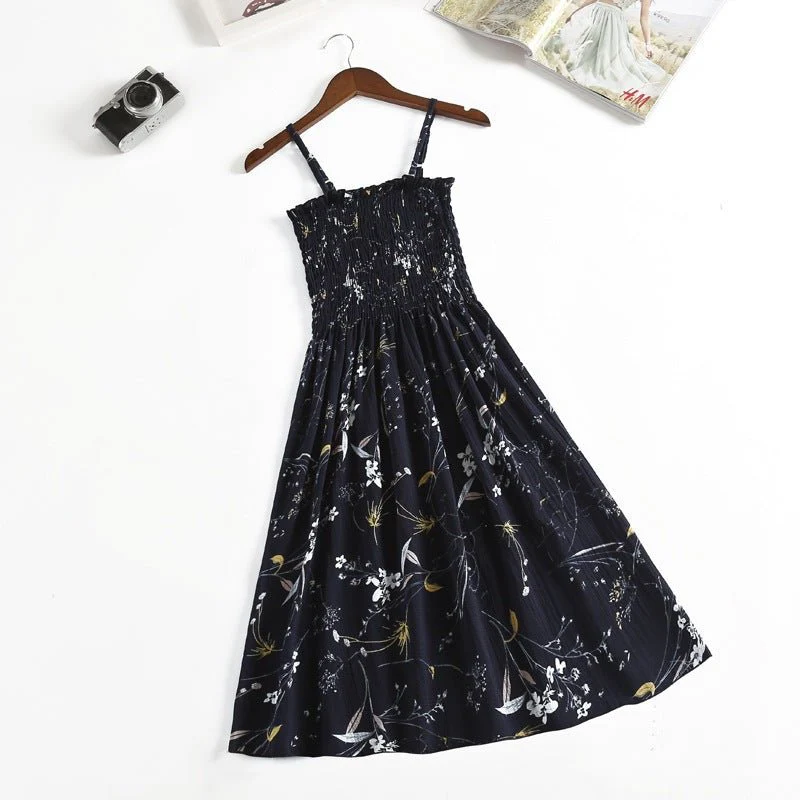 The French Whisper | Floral Suspender A-Line Midi Dress - Image 9