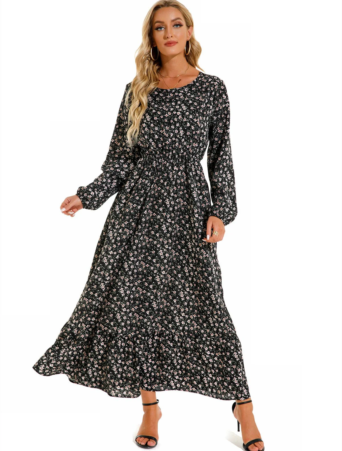 The Gentle Breeze | Floral High-Waist Pendulum Long Dress - Image 14