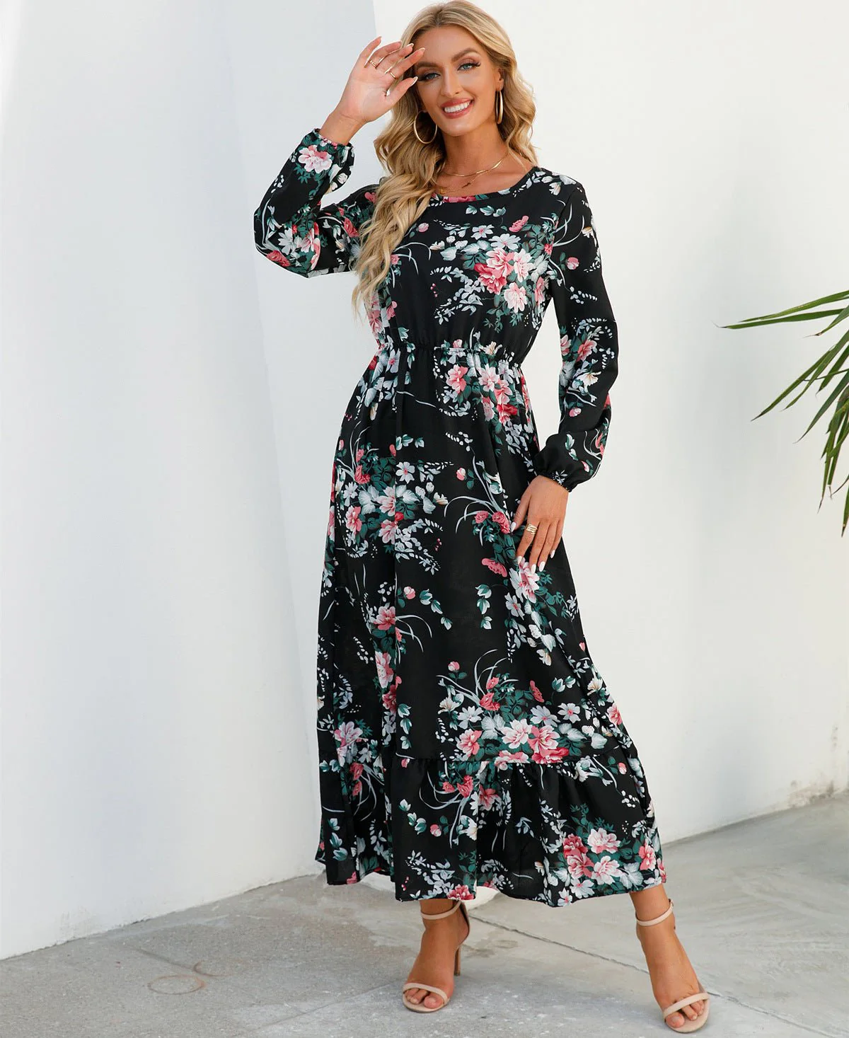 The Gentle Breeze | Floral High-Waist Pendulum Long Dress - Image 17