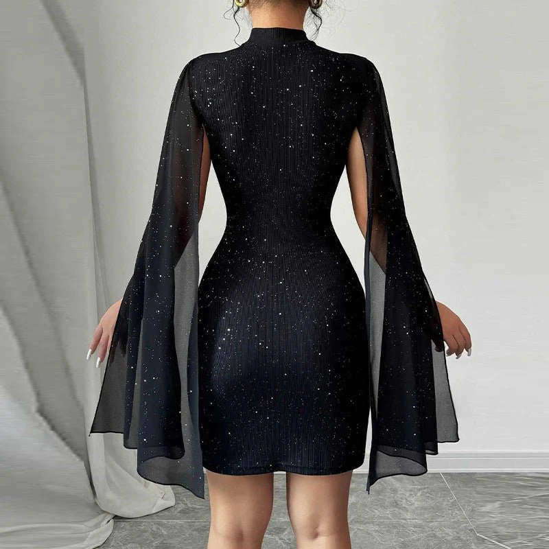 The Gilded Hour | Flutter-Sleeve Rhinestone Bodycon - Image 2