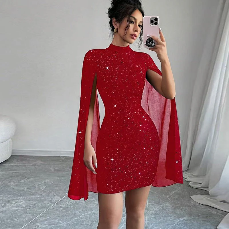 The Gilded Hour | Flutter-Sleeve Rhinestone Bodycon - Image 3