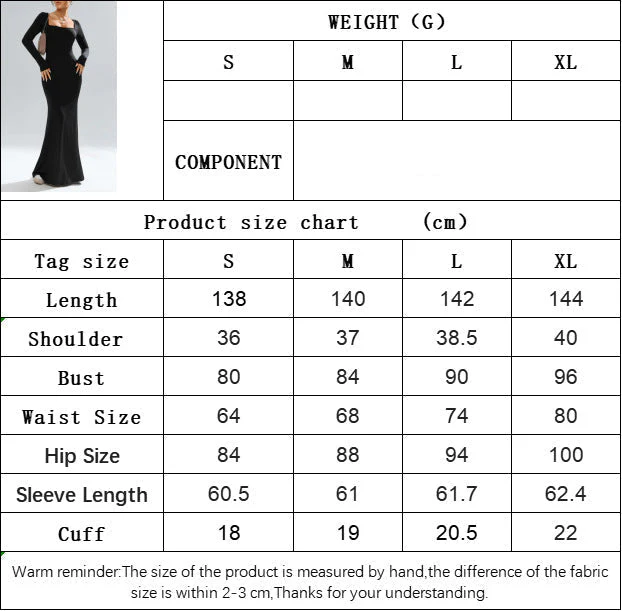 The Glamour Curve | Black Square-Neck Fishtail Bodycon Maxi Dress - Image 6