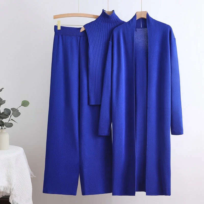 The Goddess Ensemble | Three-Piece High Collar Sweater & Wide Leg Pants Set - Image 3